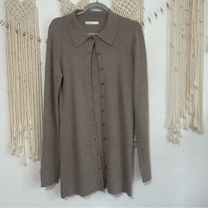 Oak + Fort Buttoned-on Ribbed Top / Cardigan Size: Large